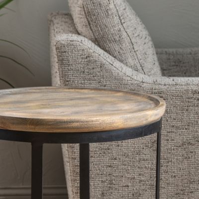 Image showing  Bengal Manor Mango Wood and Metal Round End Table, 24 in.