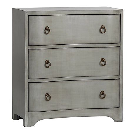 Crestview Collection 3-Drawer Brookstone Curved Chest, Brushed Linen Finish