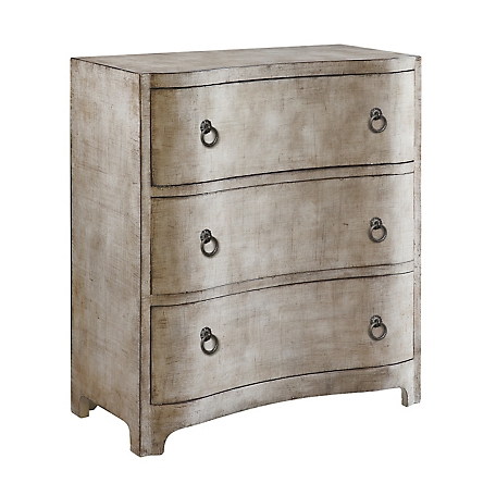 Crestview Collection 3-Drawer Claremont Curved Brushed Linen Chest
