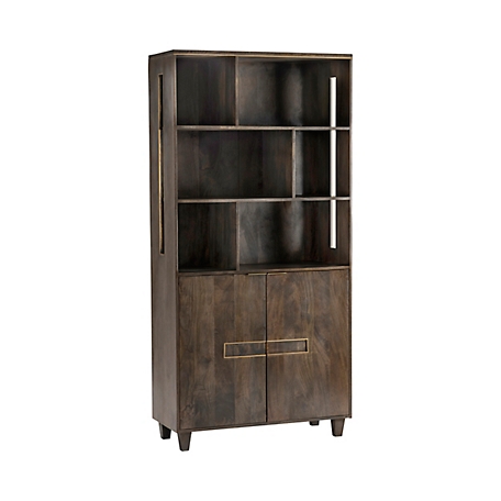 Crestview Collection 2-Door Belle Meade Mango Wood Tall Cabinet and Bookshelf