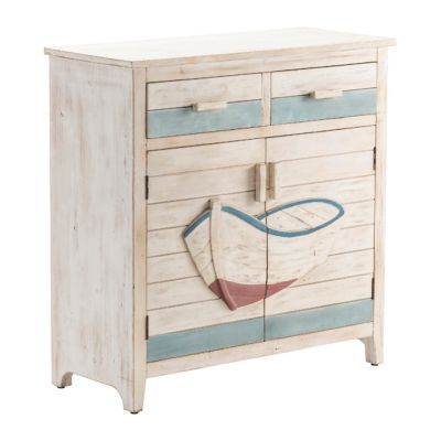 Crestview Collection 2-Drawer Galilee Dimensional Row Boat Wash and Cabinet with 2 Doors