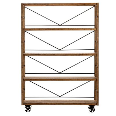Image showing  Winslow Mango and Metal Wheeled Bookshelf