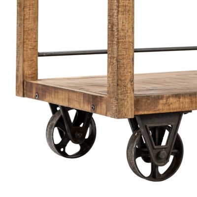 Image showing  Winslow Mango and Metal Wheeled Bookshelf