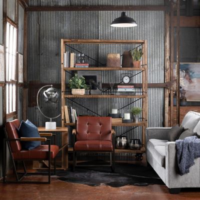 Image showing  Winslow Mango and Metal Wheeled Bookshelf