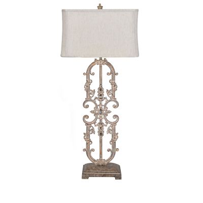 Crestview Collection 42.5 in. H Madison Table Lamp, Natural Linen Fabric Rectangle Shade