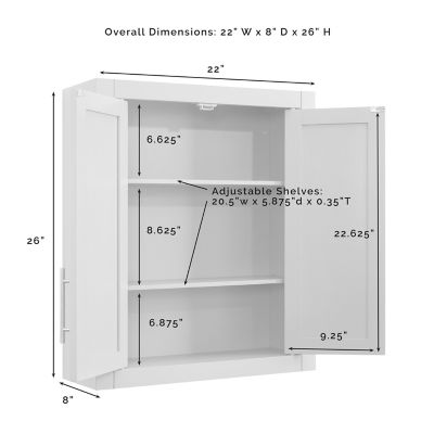 Image showing 8 th Crosley 22 in. x 26 in. MDF Savannah Wall Cabinet, White