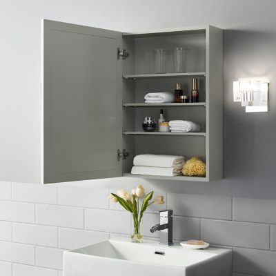 Image showing  18 in. x 26 in. MDF Savannah Mirrored Wall Cabinet, Gray
