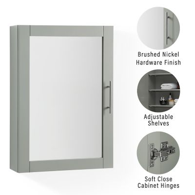 Image showing  18 in. x 26 in. MDF Savannah Mirrored Wall Cabinet, Gray