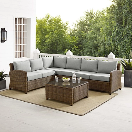 Crosley 5 pc. Outdoor Wicker Sectional Set, KO70020WB-GY