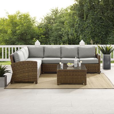 Image showing  5 pc. Outdoor Wicker Sectional Set, Brown