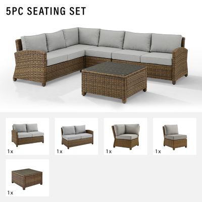 Image showing  5 pc. Outdoor Wicker Sectional Set, Brown