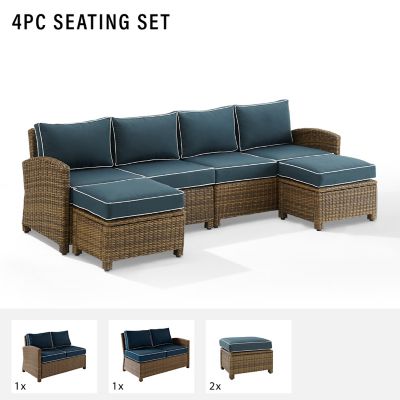 Image showing 4 th Crosley 4 pc. Outdoor Wicker Sectional Set