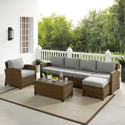 Crosley 5 pc. Outdoor Wicker Sectional Set, KO70188WB-GY