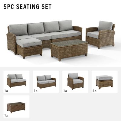Image showing  5 pc. Outdoor Wicker Sectional Set, KO70188WB-GY