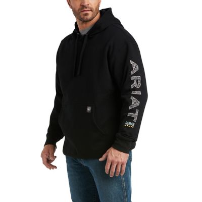 Ariat Men's Rebar Roughneck Pullover Work Hoodie, Black/Orange