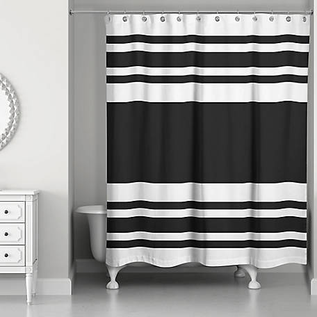 Stripe Print Shower Curtain E by design 71 x 74 Red Key Stripe 