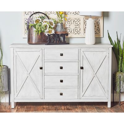 Harper & Willow White Wood Farmhouse Buffet Table, 36 in. x 57 in. x 16 in.