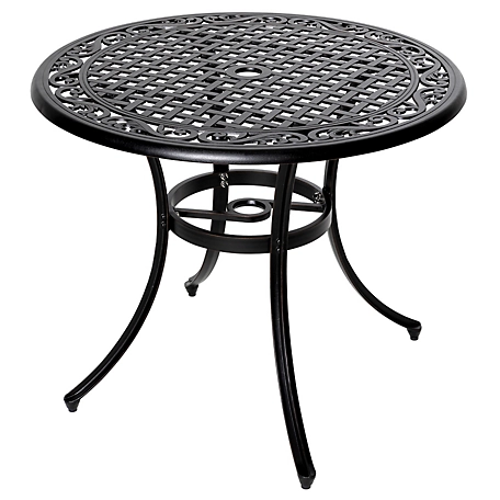Nuu Garden Indoor/Outdoor Solid Cast Aluminum Round Dining Table, 35.5 in. x 28.5 in.