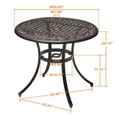 Image showing 5 th Nuu Garden 31 in. Outdoor Cast-Aluminum Round Dining Table with Umbrella Hole