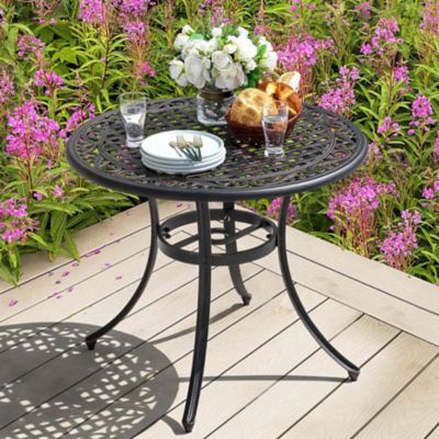 Image showing 8 th Nuu Garden 31 in. Outdoor Cast-Aluminum Round Dining Table with Umbrella Hole