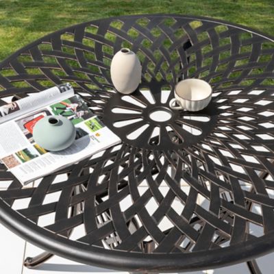 Image showing  Outdoor Round Cast Aluminum Dining Table, 2.24 in. Umbrella Hole, Antique Bronze