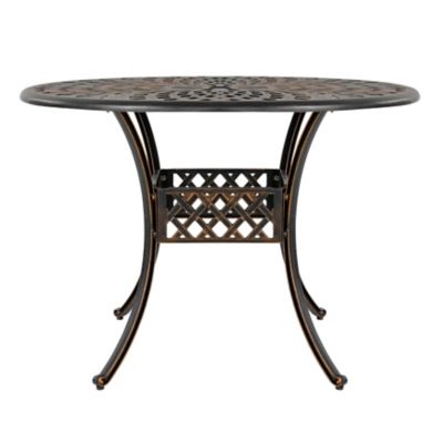 Image showing 5 th Nuu Garden Outdoor Round Cast Aluminum Dining Table, 2.24 in. Umbrella Hole, Antique Bronze