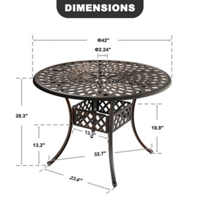 Image showing 6 th Nuu Garden Outdoor Round Cast Aluminum Dining Table, 2.24 in. Umbrella Hole, Antique Bronze