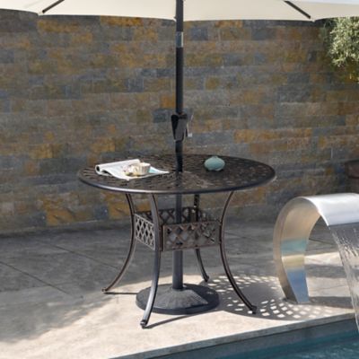 Image showing 7 th Nuu Garden Outdoor Round Cast Aluminum Dining Table, 2.24 in. Umbrella Hole, Antique Bronze