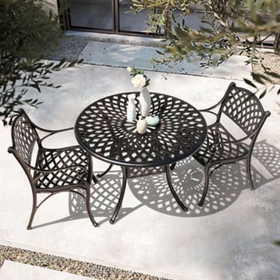 Image showing 9 th Nuu Garden Outdoor Round Cast Aluminum Dining Table, 2.24 in. Umbrella Hole, Antique Bronze