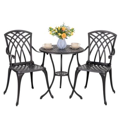 Nuu Garden 3 pc. Cast Aluminum Patio Bistro Set, Black, SCD004-01-WKL