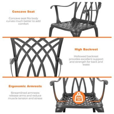 Image showing  3 pc. Cast Aluminum Patio Bistro Set, Black, SCD004-01-WKL