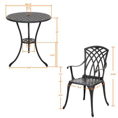 Image showing 5 th Nuu Garden 3 pc. Cast Aluminum Patio Bistro Set, Black, SCD004-01-WKL