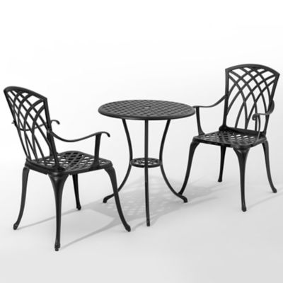 Image showing 6 th Nuu Garden 3 pc. Cast Aluminum Patio Bistro Set, Black, SCD004-01-WKL