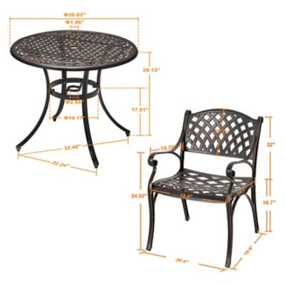 Image showing 6 th Nuu Garden 3 pc. Powder-Coat Aluminum Dining Set