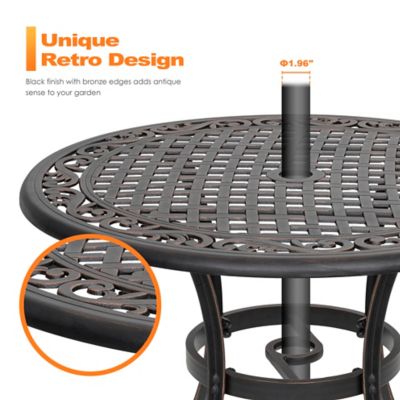 Image showing  3 pc. Powder-Coat Aluminum Outdoor Dining Set with Cushions