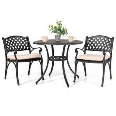 Nuu Garden 3 pc. Powder-Coat Aluminum Dining Set with Cushions