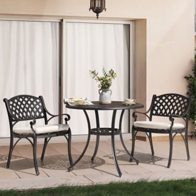 Image showing  3 pc. Powder-Coat Aluminum Dining Set with Cushions
