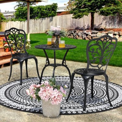 Image showing  3 pc. Outdoor Patio Set with 1.77 in. Umbrella Hole, Black