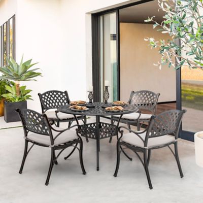 Image showing  5 pc. Cast Aluminum Dining Set with Olefin Cushions