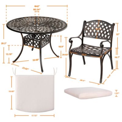 Image showing 5 th Nuu Garden 5 pc. Cast Aluminum Dining Set with Olefin Cushions