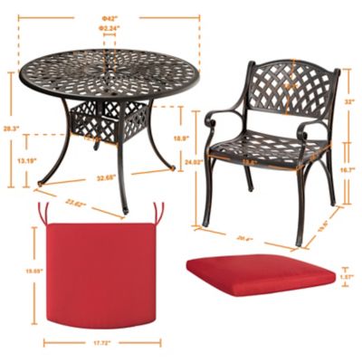 Image showing 5 th Nuu Garden 5 pc. Cast Aluminum Dining Set with Cushions