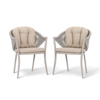 Image showing  Aluminum Woven Rope Waterproof Patio Dining Chair, Includes Cushions