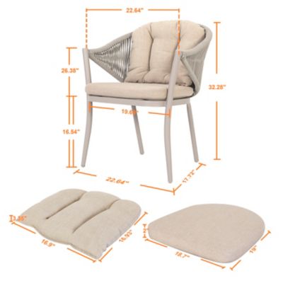 Image showing  Aluminum Woven Rope Waterproof Patio Dining Chair, Includes Cushions