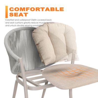 Image showing  Aluminum Woven Rope Waterproof Patio Dining Chair, Includes Cushions