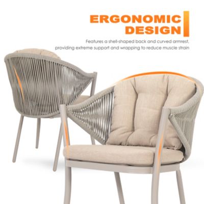 Image showing  Aluminum Woven Rope Waterproof Patio Dining Chair, Includes Cushions