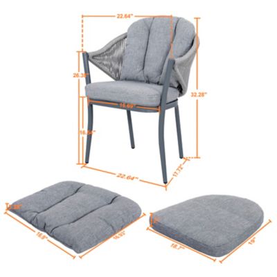 Image showing  Aluminum Woven Rope Waterproof Patio Dining Chair, Includes Cushions