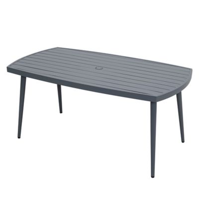 Nuu Garden Outdoor Aluminum Dining Table with 2.76 in. Umbrella Hole, Dark Gray