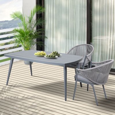 Image showing  Outdoor Aluminum Dining Table with 2.76 in. Umbrella Hole, Dark Gray