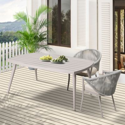 Image showing  Outdoor Aluminum Dining Table with 2.76 in. Umbrella Hole, Dark Gray