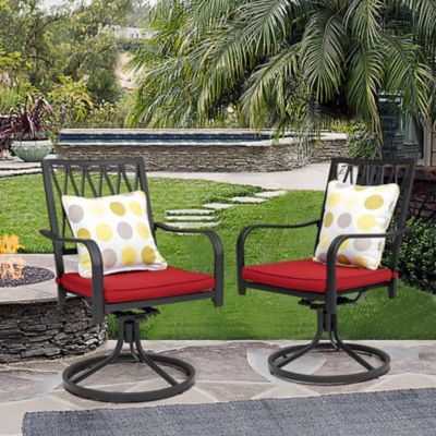 Image showing  2 pc. Swivel Patio Dining Chair Set with Cushion